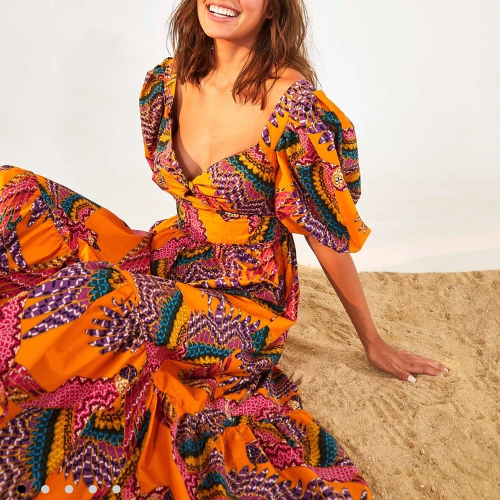 FARM Rio Beaded Macaws Midi Dress